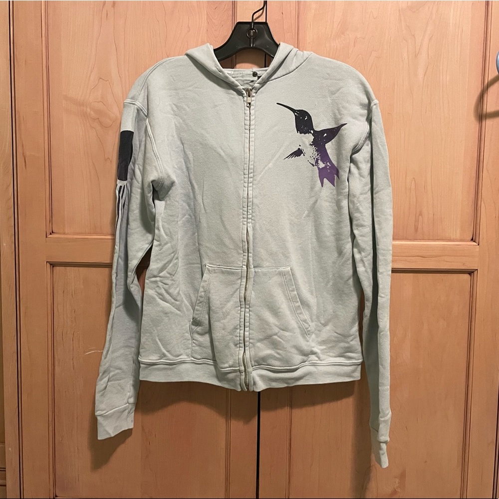 freecity | Life Nature Love Zip-up Hoodie in light blue, purple accent | Size 2